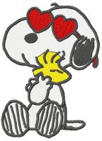 Snoopy loving woodstock embroidery design