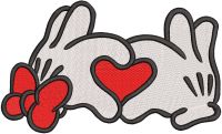 Valentine Mickey Mouse Couple Side Bow embroidery design