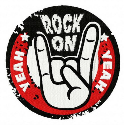 Rock on machine embroidery design