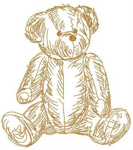 Old teddy toy 2 machine embroidery design