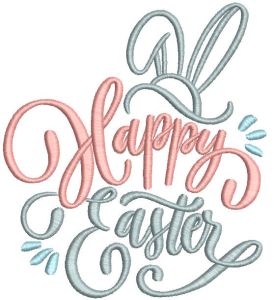 Happy easter bunny hat embroidery design