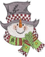 Snowman in top hat embroidery design