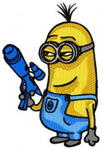 Minion with gun embroidery design