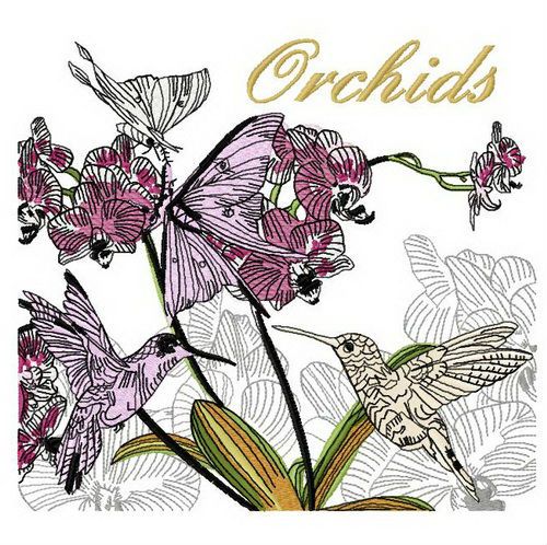Orchids machine embroidery design