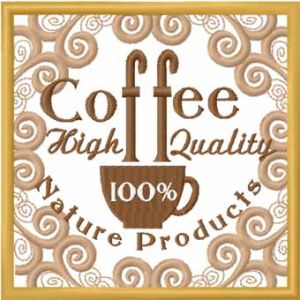 Vintage Coffee Label embroidery design