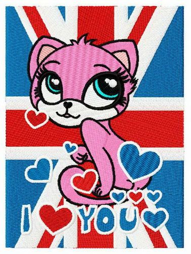 British pink cat 2 machine embroidery design