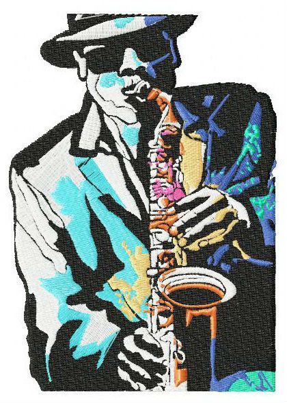 Saxophonist 2 machine embroidery design