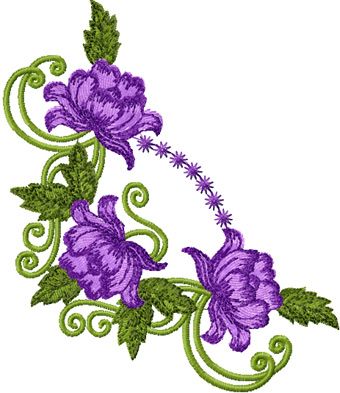 Violet Rose Corner machine embroidery design