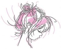 Sad baby girl embroidery design