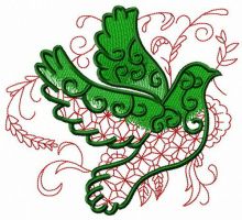 Pigeon and wheat embroidery design