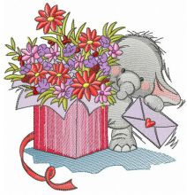 Elephant the courier embroidery design