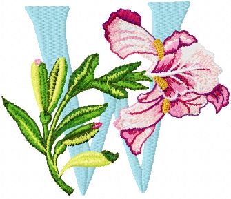 Iris Letter W machine embroidery design