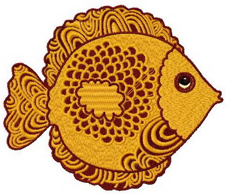 Golden fish machine embroidery design