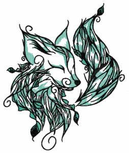 Forest fox spirit embroidery design