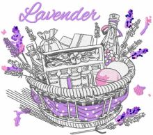 Lavender basket embroidery design
