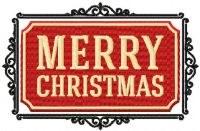 Merry Christmas label free machine embroidery design