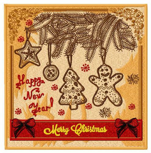 Merry  Christmas postcard 4 machine embroidery design