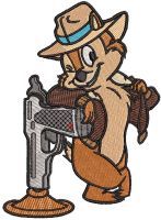 Chip with toy gun embroidery design