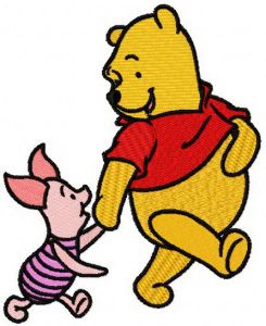 Winnie the Pooh and Piglet best friends 2 embroidery design