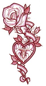 Rose and locked heart embroidery design