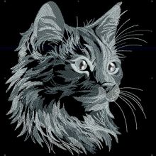 Cat moonlight embroidery design