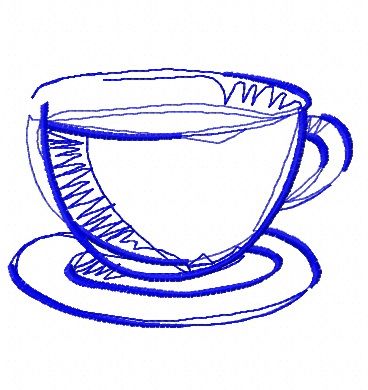 Tea cup machine embroidery design