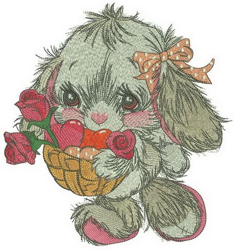 Very shy bunny goes to birthday party machine embroidery design