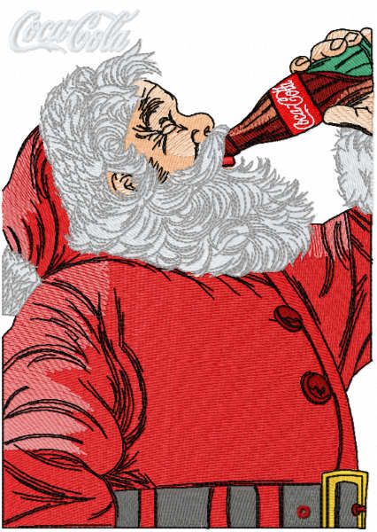 Santa drink coca cola embroidery design