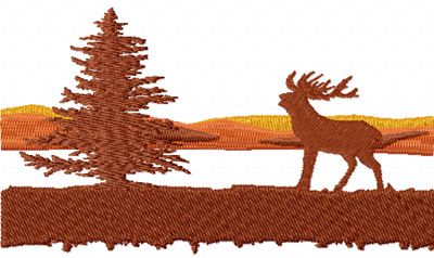 Deer at lake free machine embroidery design