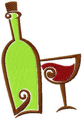 Wine and bottle free embroidery design