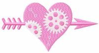 Pink mechanical heart free embroidery design