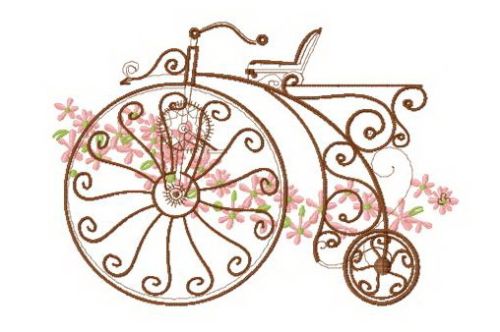 Retro bicycle 2 machine embroidery design