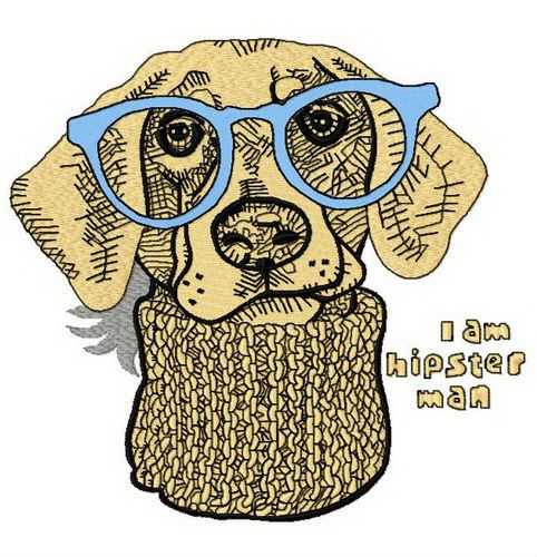 Hipster dog 2 machine embroidery design