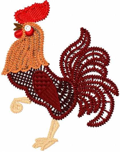Dark red rooster free embroidery design