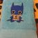 Embroidered towel Chibi Batman design