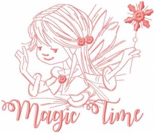 Fairy magic time embroidery design