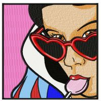 Snow White with lollipop embroidery design