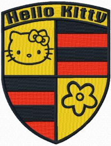Hello Kitty Porsche embroidery design