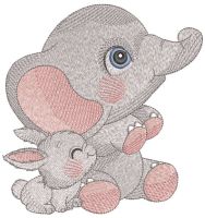 Two happy kids embroidery design