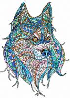 Mosaic wolf 6 embroidery design
