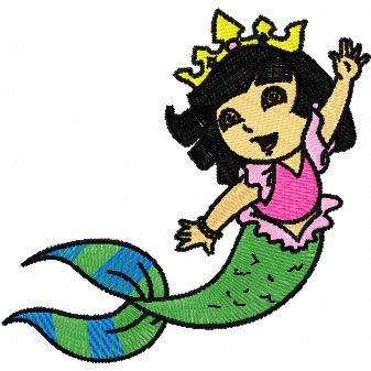 Dora the Explorer Mermaid machine embroidery design