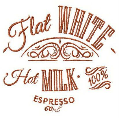 Flat white coffee machine embroidery design