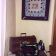 Sewing room with quilt and old machine