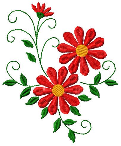 Simple red flowers free embroidery design