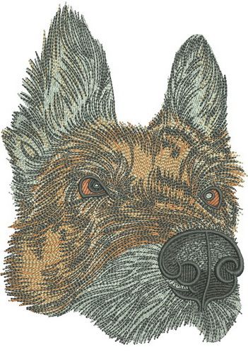 Wary dog machine embroidery design