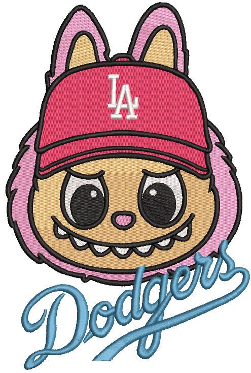 Labubu Dodgers fan embroidery design