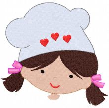 Cheerful girl cook embroidery design