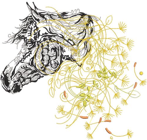 Dandelion horse embroidery design