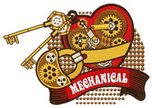 Mechanical heart 3 machine embroidery design