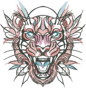 Desenho de bordado tigre tribal 3
